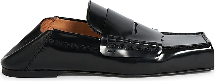 Women's Les Mocassins Carre Leather Loafers - Black - Size 5
