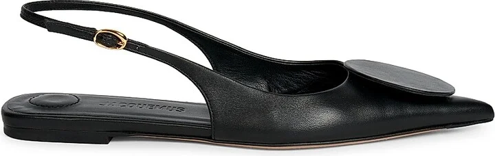 Women's Les Slingbacks Leather Flats - Black - Size 6