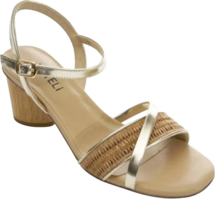Women's Levey Heels In Camel Raffia