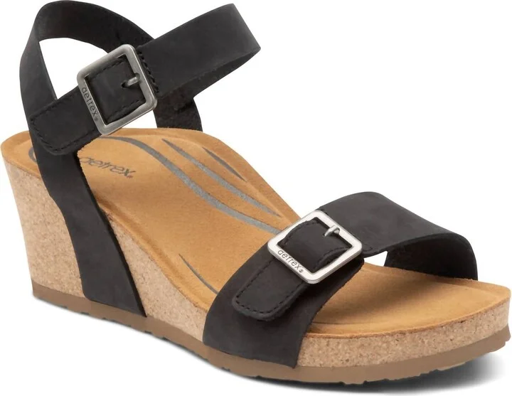 Women's Lexa Cork Quarter Strap Wedge In Black