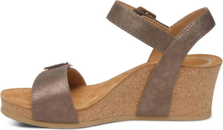 Women's Lexa Quarter Strap Wedge Sandals In Bronze