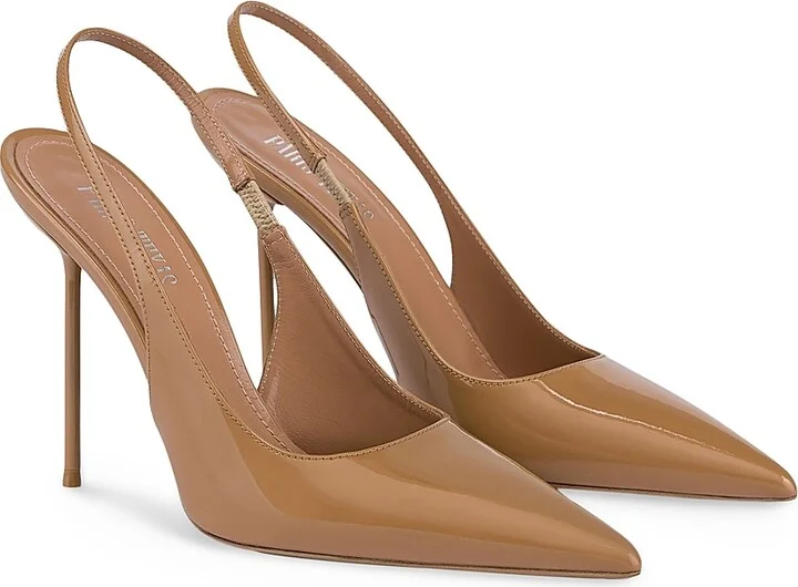 Women's Lidia 105MM Patent Leather Slingback Pumps - Beige - Size 8.5 - Image 2