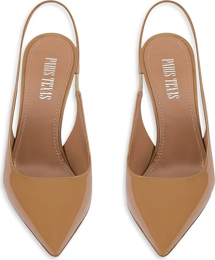 Women's Lidia 105MM Patent Leather Slingback Pumps - Beige - Size 8.5 - Image 4