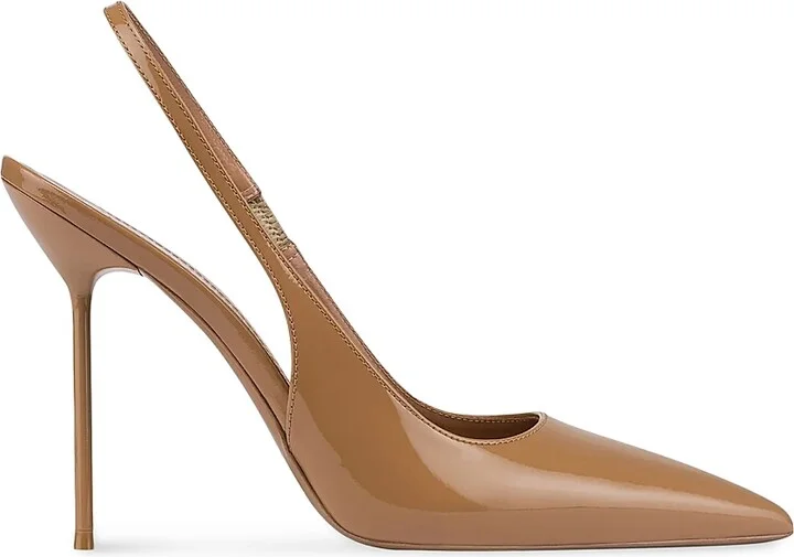 Women's Lidia 105MM Patent Leather Slingback Pumps - Beige - Size 8.5