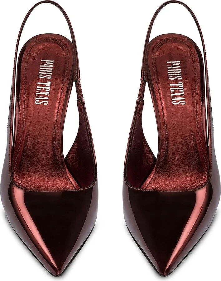 Women's Lidia 105MM Patent Leather Slingback Pumps - Wine - Size 8.5 - Image 4