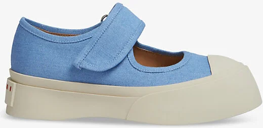 Womens Light Blue Branded Contrast-Sole Cotton Low-Top Trainers Eur 39 / 6 Uk Women
