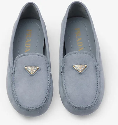 Womens Light Blue Logo-Plaque Suede Driving Loafers Eur 40.5 / 7.5 Uk Women - Image 2