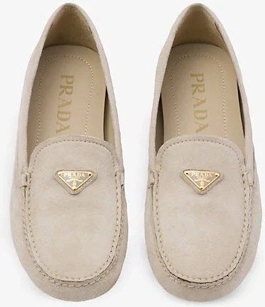 Womens Light Blue Logo-Plaque Suede Driving Loafers Eur 40.5 / 7.5 Uk Women - Image 3