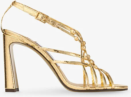 Womens Light Gold/Gold Felice 95 Wrap Leather Heeled Sandals Eur 34.5 / 1.5 Uk Women