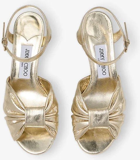Womens Light Gold Heloise 80 Knotted-Strap Metallic-Leather Heeled Sandals Eur 40 / 7 Uk Women - Image 2