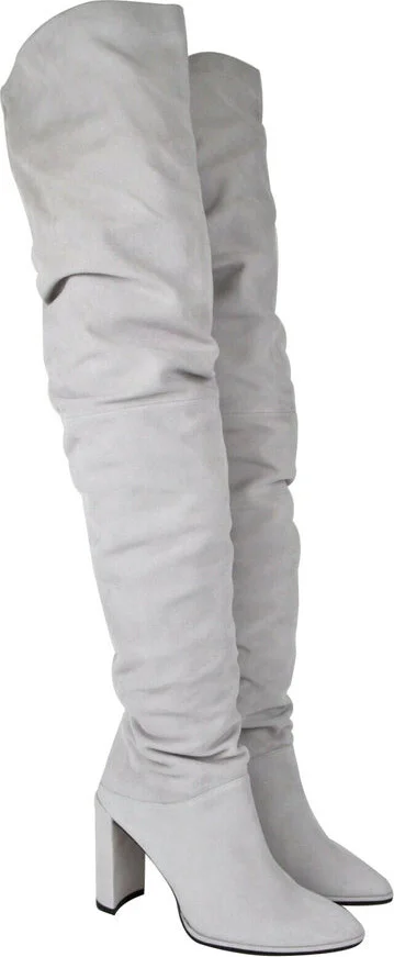 Women's Light Gray Histyle Perla Suede Over-the-knee Boot - Image 4