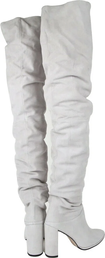 Women's Light Gray Histyle Perla Suede Over-the-knee Boot - Image 6