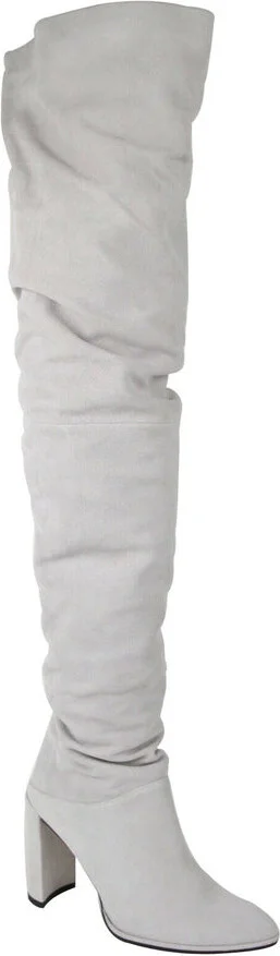 Women's Light Gray Histyle Perla Suede Over-the-knee Boot - Image 7