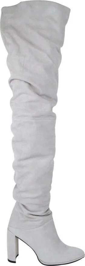 Women's Light Gray Histyle Perla Suede Over-the-knee Boot - Image 8
