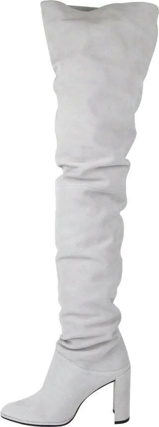 Women's Light Gray Histyle Perla Suede Over-the-knee Boot - Image 9
