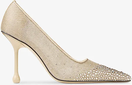 Womens Light Soft Gold/Crys Ixia 95 Crystal-Embellished Mesh and Satin Courts Eur 40 / 7 Uk Women