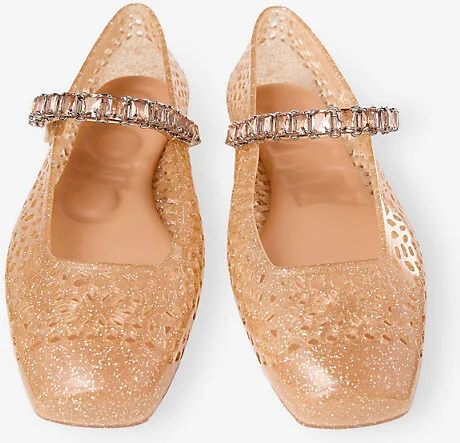 Womens Light Toffee/Silver The Jelly Glitter-Embellished Ballet Flats Eur 39 / 6 Uk Women - Image 2