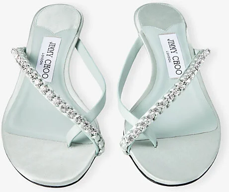 Womens Light Verde/Crystal Dila 35 Leather Heeled Sandals Eur 34 / 1 Uk Women - Image 2