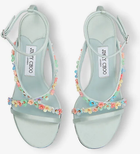 Womens Light Verde/Multi Blanche 90 Satin Heeled Sandals Eur 38/5 Uk Women - Image 2
