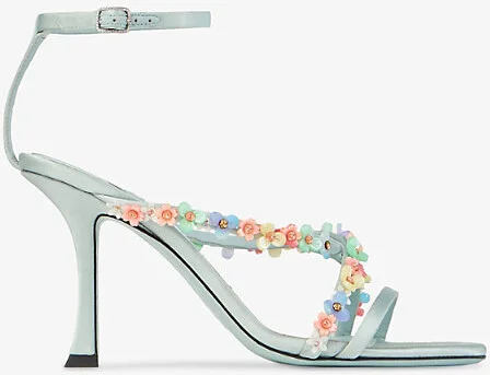 Womens Light Verde/Multi Blanche 90 Satin Heeled Sandals Eur 38/5 Uk Women
