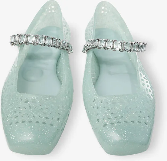 Womens Light Verde/Silver The Jelly Glitter-Embellished Ballet Flats Eur 40 / 7 Uk Women - Image 2