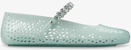 Womens Light Verde/Silver The Jelly Glitter-Embellished Ballet Flats Eur 40 / 7 Uk Women