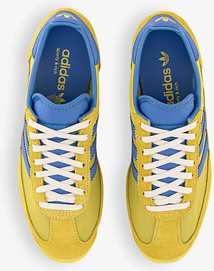 Womens Light Yellow Real Blue W Adidas x Sporty & Rich Sl 72 Suede and Mesh Low-Top Trainers 6 - Image 2