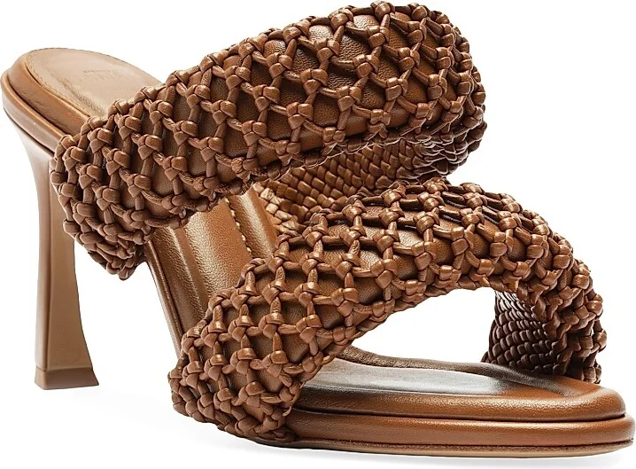 Women's Lilla 85MM Woven Leather Sandals - Espresso - Size 5 - Image 2