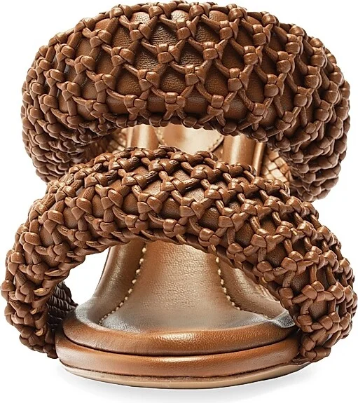 Women's Lilla 85MM Woven Leather Sandals - Espresso - Size 5 - Image 5