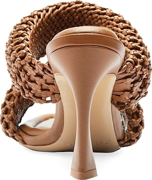 Women's Lilla 85MM Woven Leather Sandals - Espresso - Size 5 - Image 6