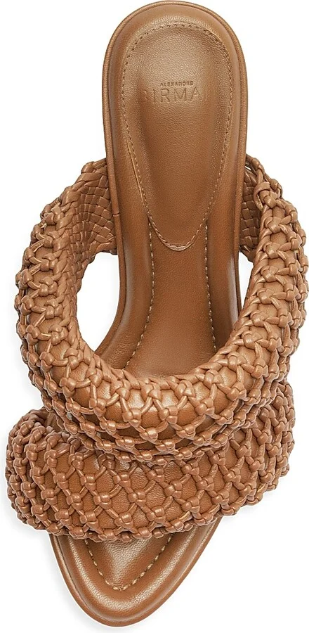 Women's Lilla 85MM Woven Leather Sandals - Espresso - Size 5 - Image 7