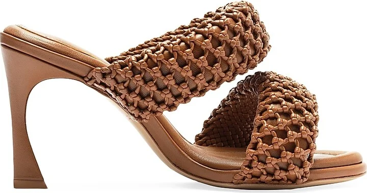Women's Lilla 85MM Woven Leather Sandals - Espresso - Size 5