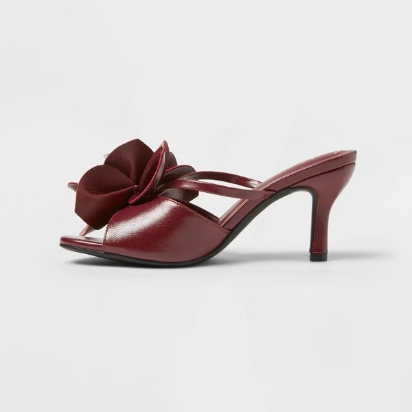 Women's Lillian Flower Mule Heels with Memory Foam Insole - A New Day™ : Slip-On Stiletto, Open Toe, Textured Outsole - Image 2