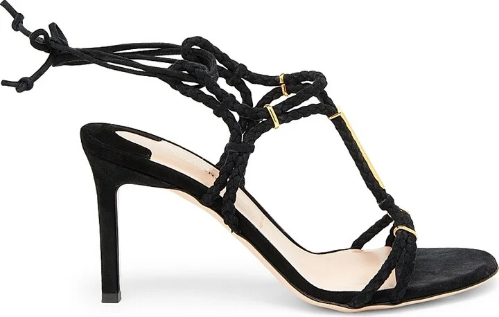 Women's Lily 85MM Suede Strappy Sandals - Black - Size 6