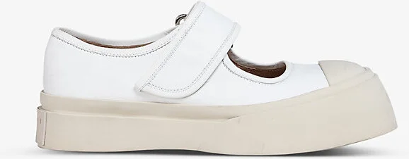 Womens Lily White Chunky-Sole Leather Mary-Jane Trainers Eur 40 / 7 Uk Women
