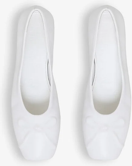 Womens Lily White Dancer Square-Toe Leather Ballerina Flats Eur 36 / 3 Uk Women - Image 2