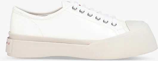 Womens Lily White Pablo Platform-Sole Leather Low-Top Trainers Eur 40 / 7 Uk Women