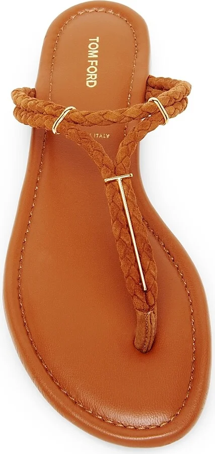 Women's Lily Woven Suede T-Strap Sandals - Pecan - Size 6 - Image 4