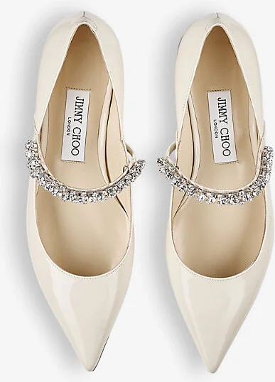 Womens Linen Bing 25 Crystal-Embellished Patent-Leather Flats Eur 40 / 7 Uk Women - Image 2