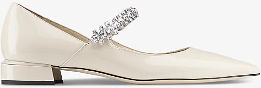 Womens Linen Bing 25 Crystal-Embellished Patent-Leather Flats Eur 40 / 7 Uk Women