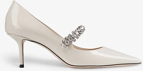 Womens Linen Bing 65 Crystal-Embellished Patent-Leather Pumps Eur 39 / 6 Uk Women