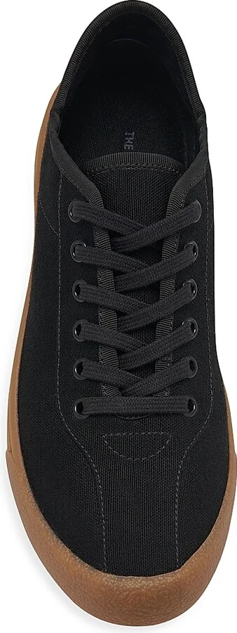 Women's Linen-Blend Low-Top Sneakers - Black - Size 5 - Image 3
