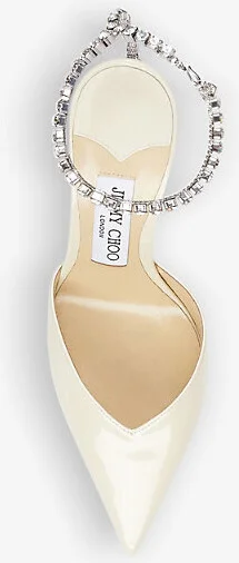 Womens Linen/Crystal Saeda 85 Crystal-Embellished Patent-Leather Courts Eur 37 / 4 Uk Women - Image 2
