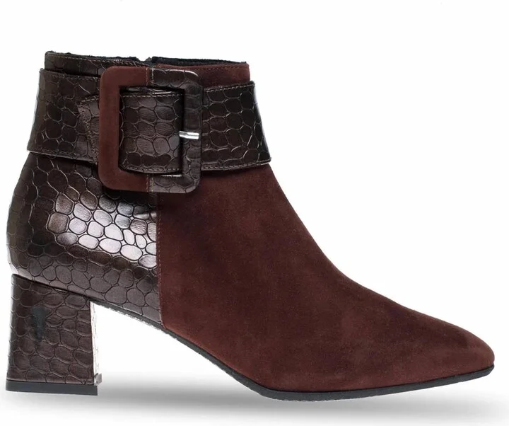 Women's Linzi Boots In Chocolate Suede Pearl Embossed Calf