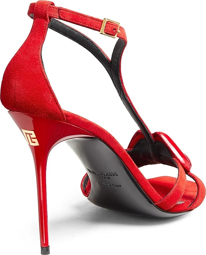 Women's Lips 95MM Suede Sandals - Red - Size 9 - Image 3