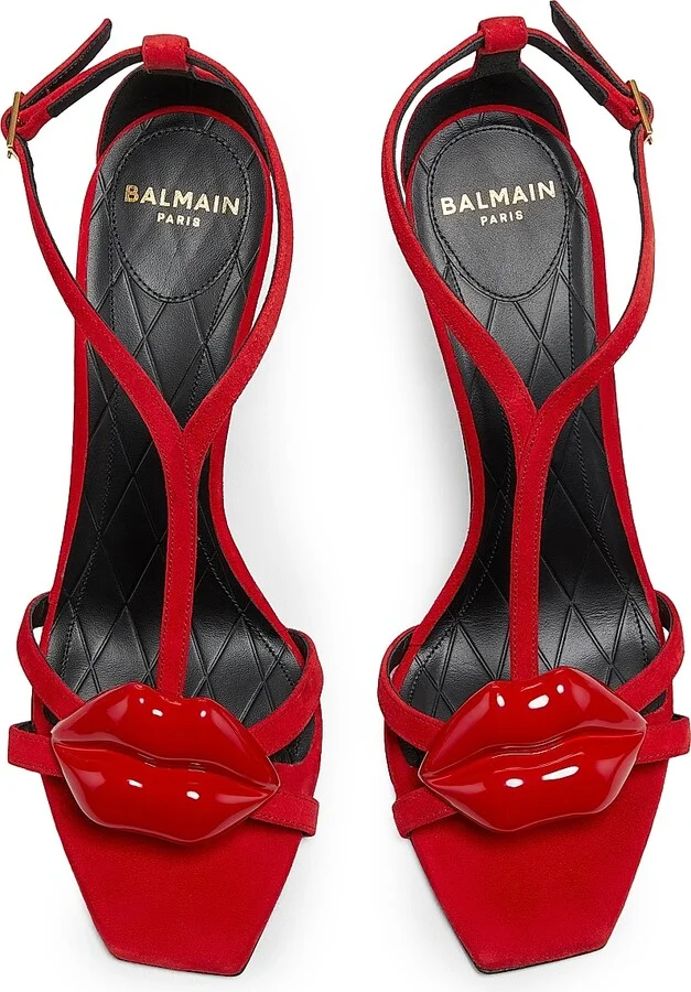 Women's Lips 95MM Suede Sandals - Red - Size 9 - Image 4