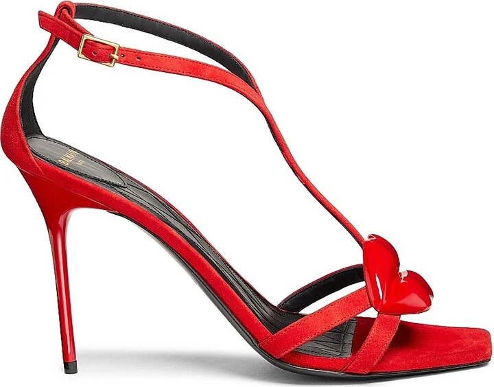 Women's Lips 95MM Suede Sandals - Red - Size 9