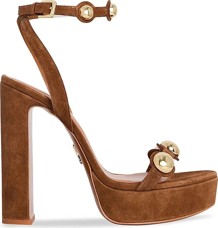 Women's Lirica 130MM Suede Platform Sandals - Cognac - Size 9.5