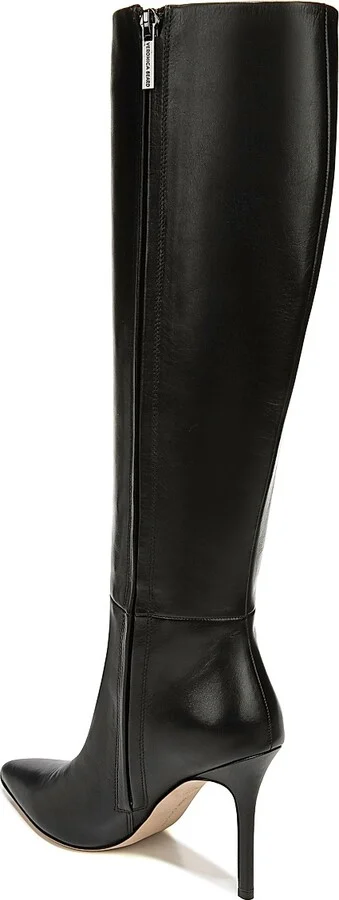 Women's Lisa 95MM Knee-High Wide-Calf Leather Boots - Black - Size 7.5 - Image 3