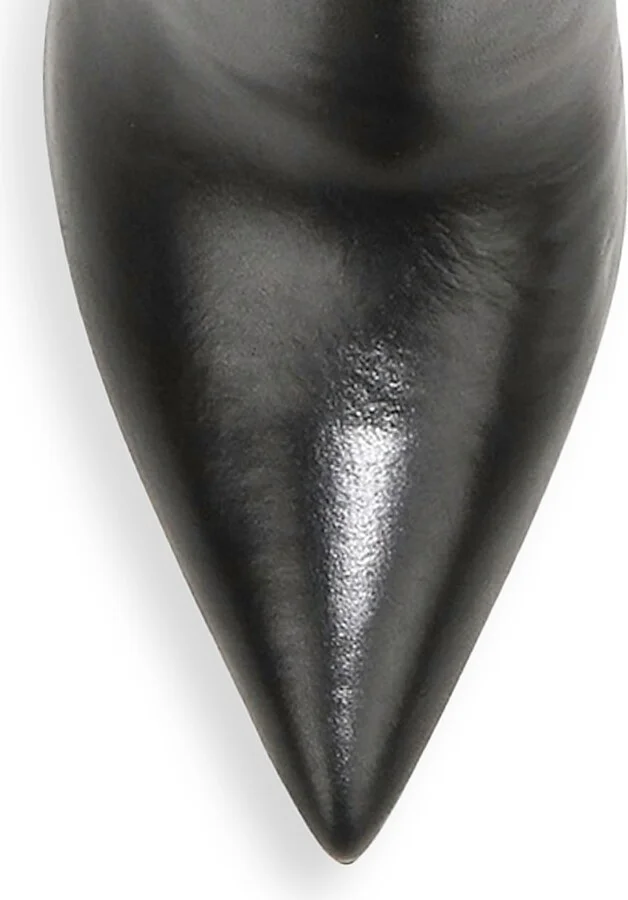 Women's Lisa 95MM Knee-High Wide-Calf Leather Boots - Black - Size 7.5 - Image 4